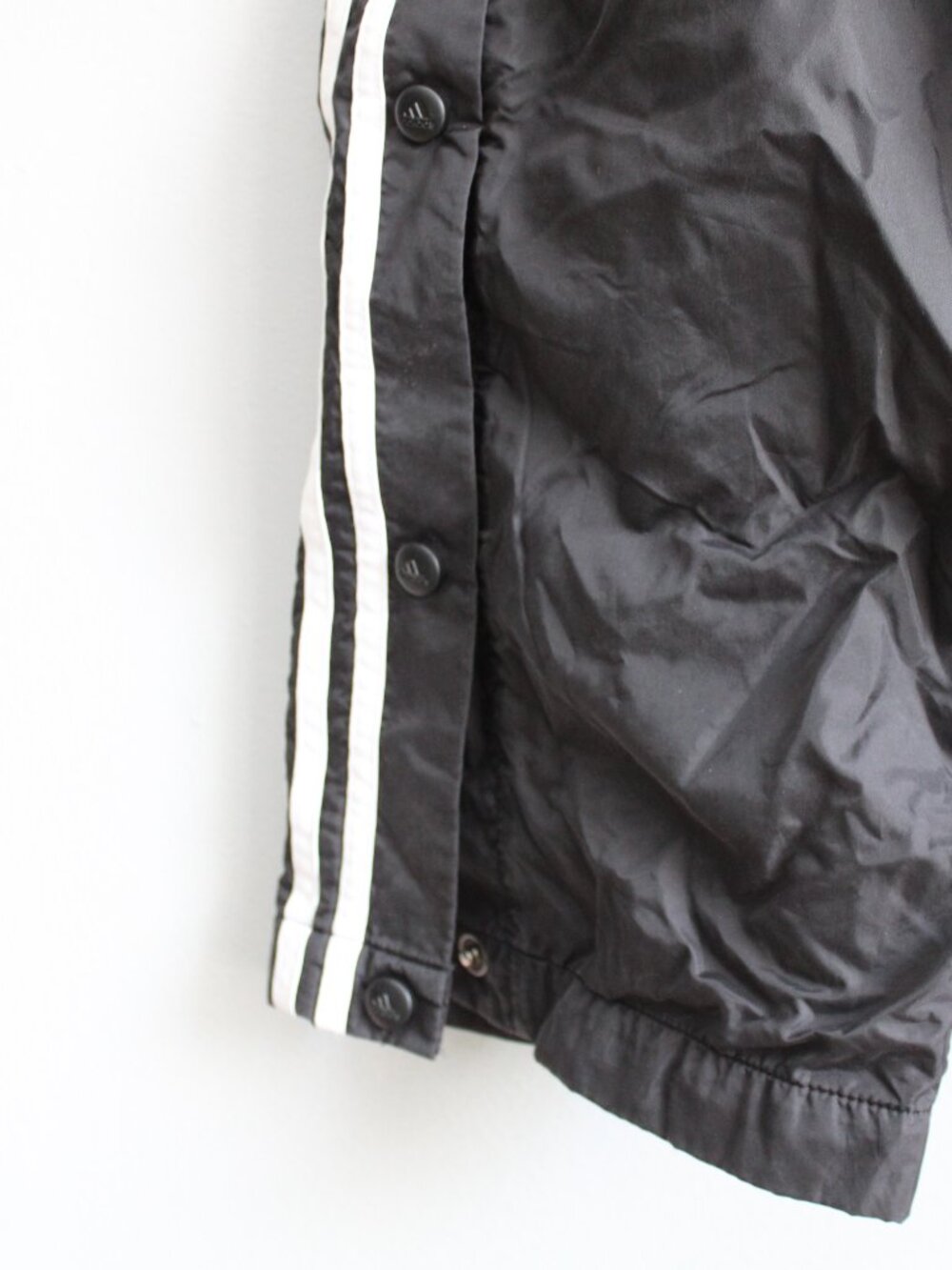 Adidas VTG Y2K Nylon Black Tearaway Track Pants Snap Sides 3-Stripes Mens sz 2XL - Picture 5 of 5